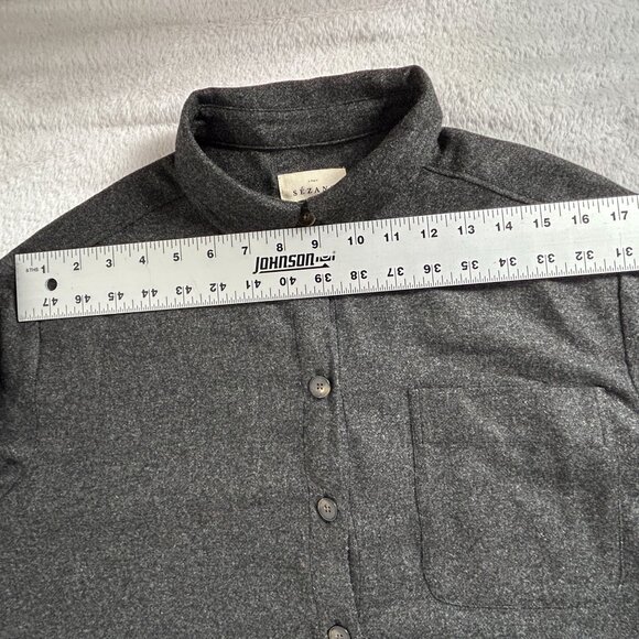 Sézane Womens Button-Down Long Sleeve Tunic Top Shirt Size 34 Gray Pocket Casual - Picture 4 of 7